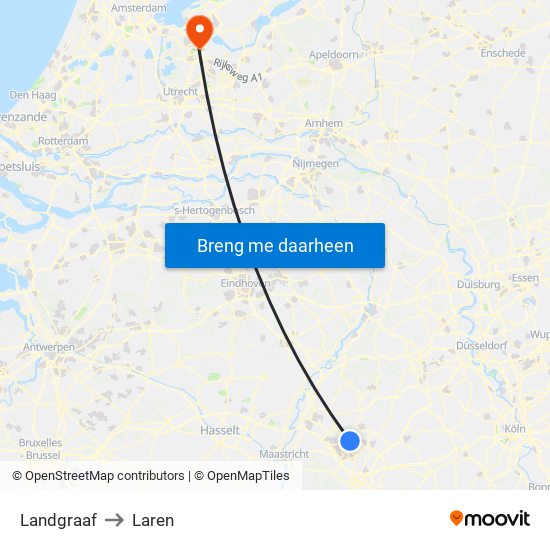 Landgraaf to Laren map
