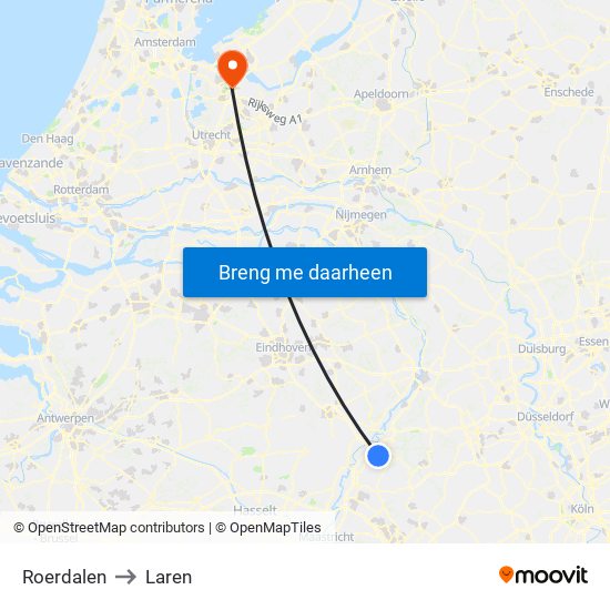 Roerdalen to Laren map