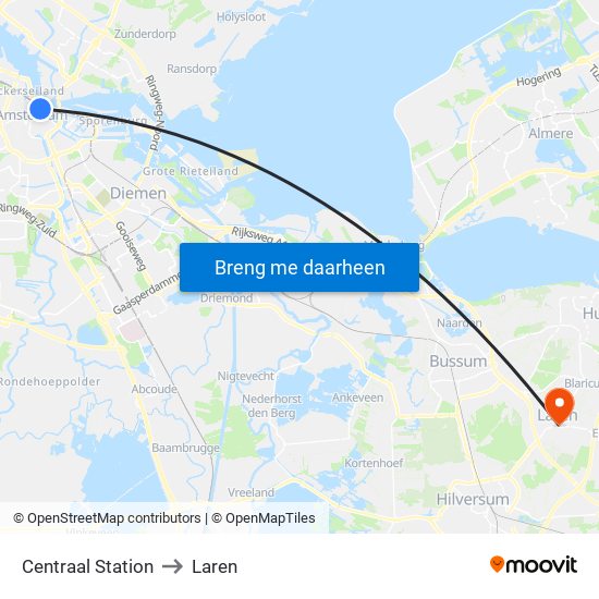 Centraal Station to Laren map