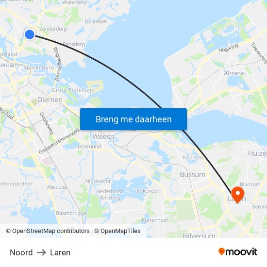 Noord to Laren map