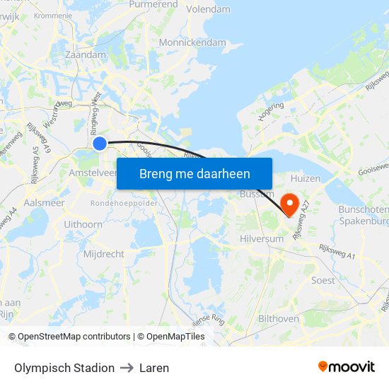 Olympisch Stadion to Laren map