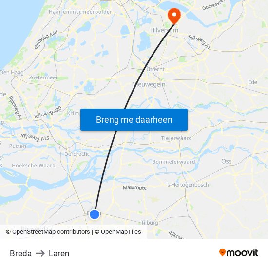 Breda to Laren map