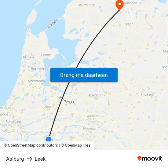Aalburg to Leek map