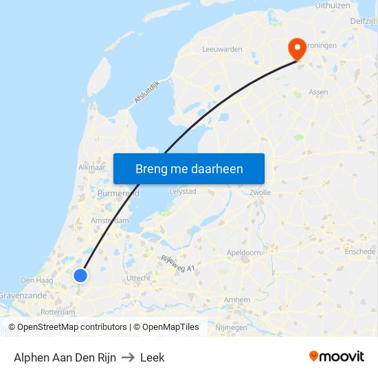 Alphen Aan Den Rijn to Leek map