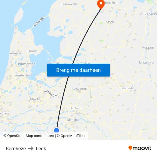 Bernheze to Leek map