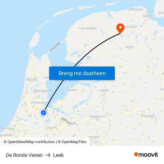 De Ronde Venen to Leek map