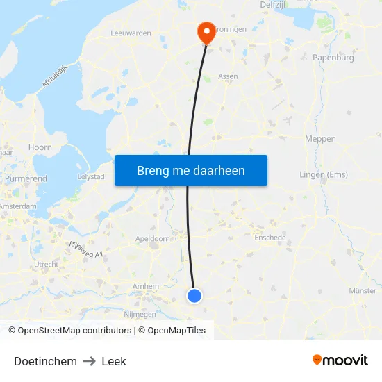 Doetinchem to Leek map
