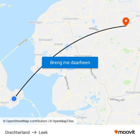 Drechterland to Leek map