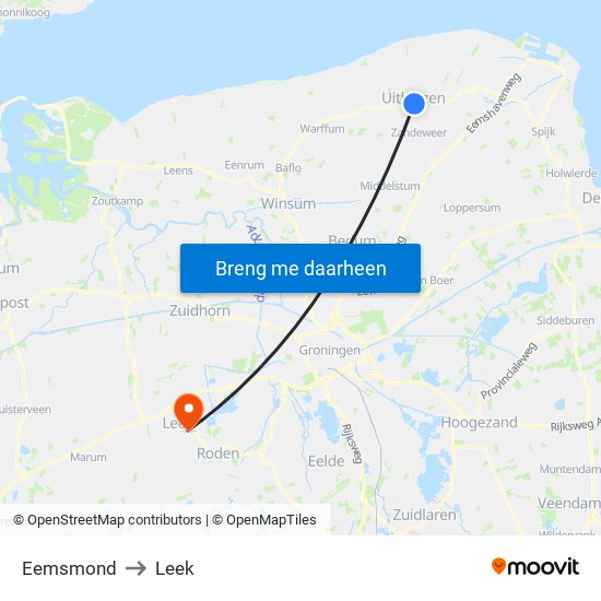 Eemsmond to Leek map