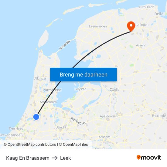 Kaag En Braassem to Leek map