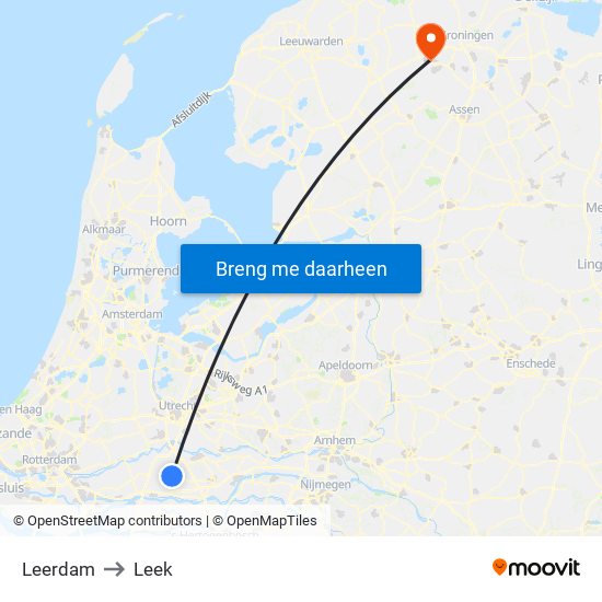 Leerdam to Leek map