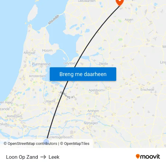 Loon Op Zand to Leek map
