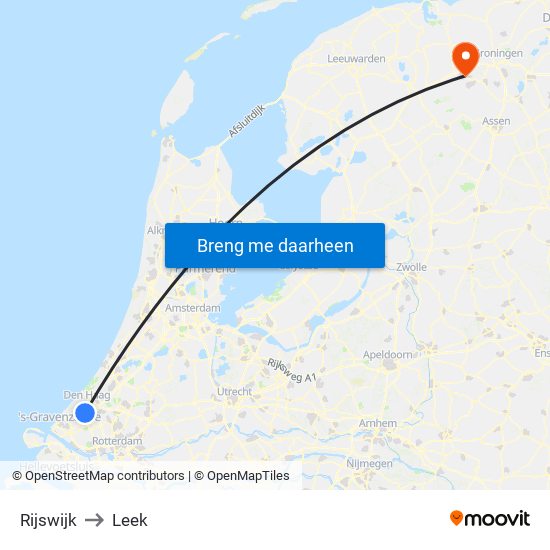 Rijswijk to Leek map
