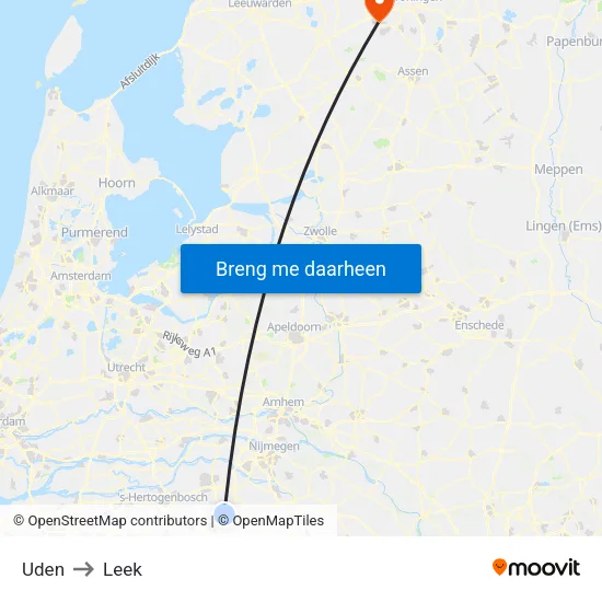 Uden to Leek map