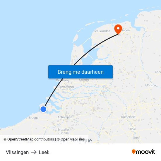 Vlissingen to Leek map
