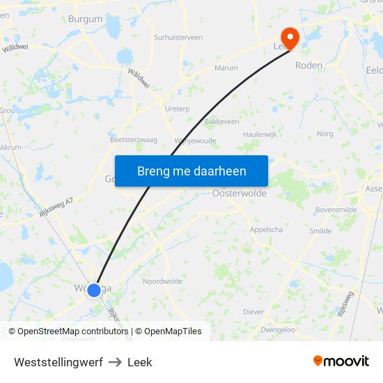 Weststellingwerf to Leek map