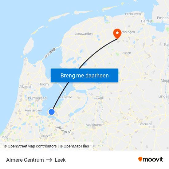 Almere Centrum to Leek map