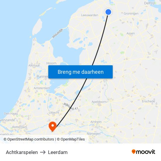 Achtkarspelen to Leerdam map