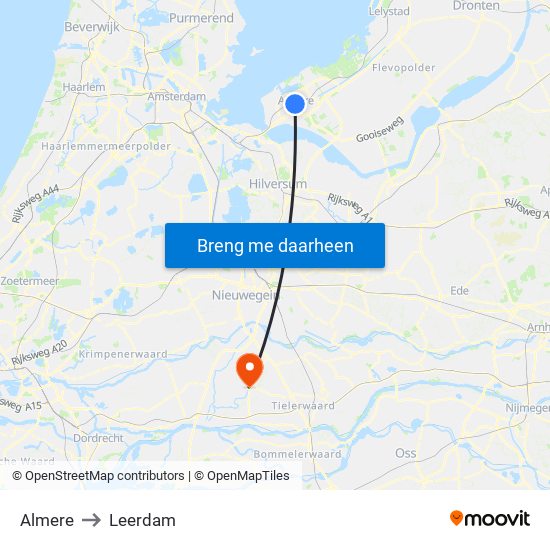 Almere to Leerdam map