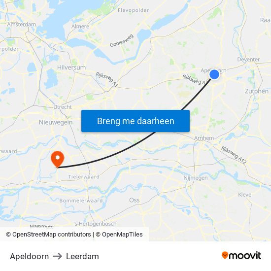 Apeldoorn to Leerdam map