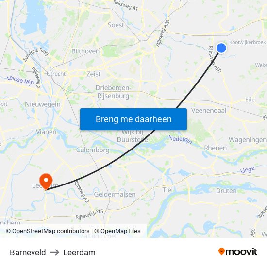 Barneveld to Leerdam map