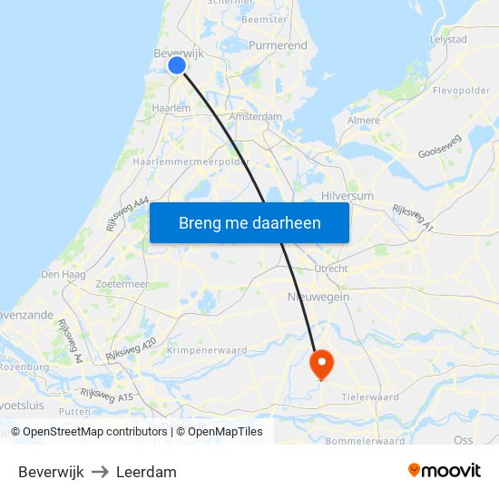 Beverwijk to Leerdam map