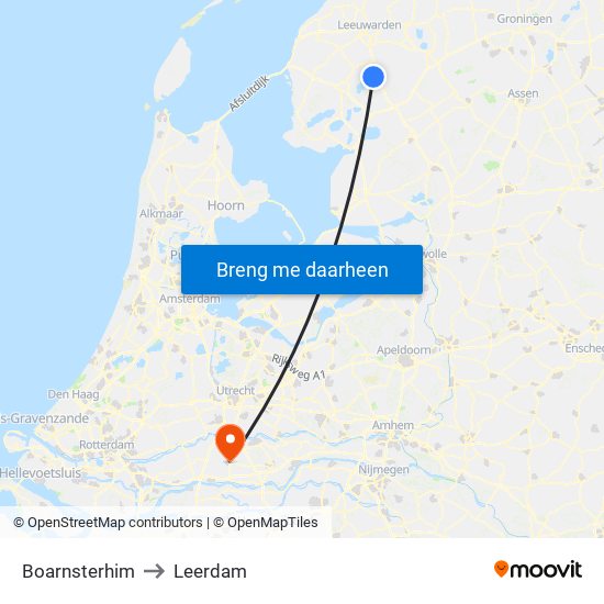 Boarnsterhim to Leerdam map