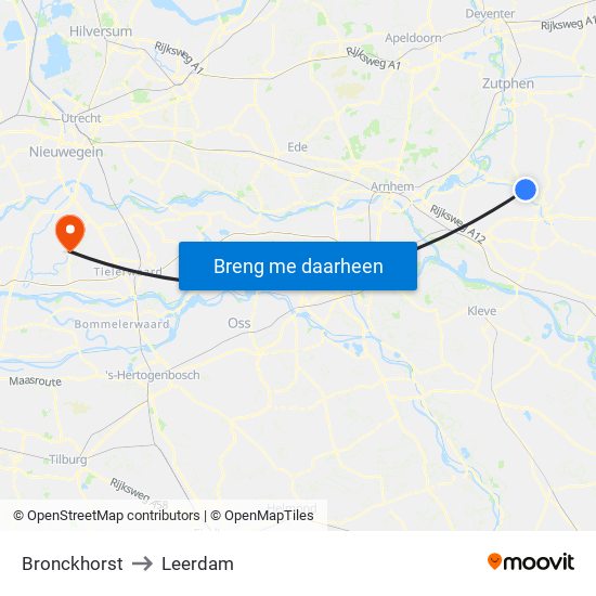 Bronckhorst to Leerdam map