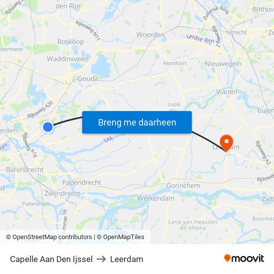 Capelle Aan Den Ijssel to Leerdam map
