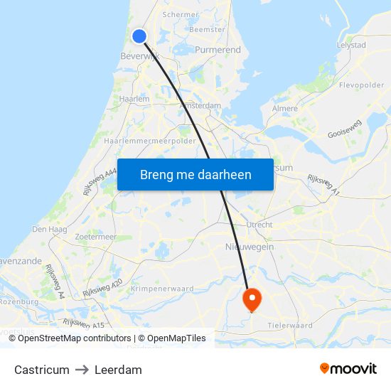 Castricum to Leerdam map