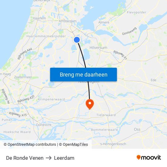 De Ronde Venen to Leerdam map