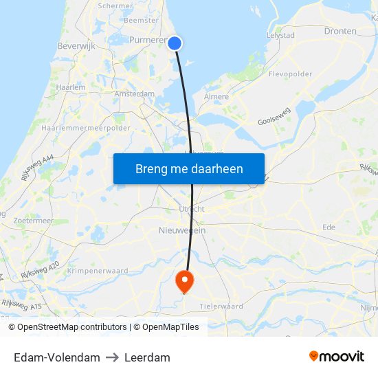 Edam-Volendam to Leerdam map