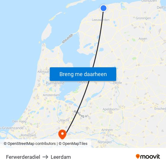 Ferwerderadiel to Leerdam map
