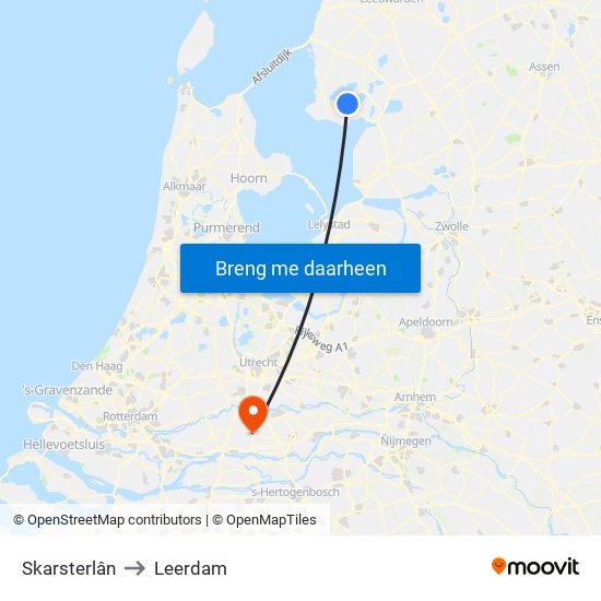 Skarsterlân to Leerdam map