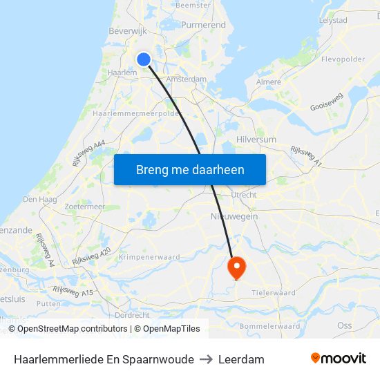 Haarlemmerliede En Spaarnwoude to Leerdam map