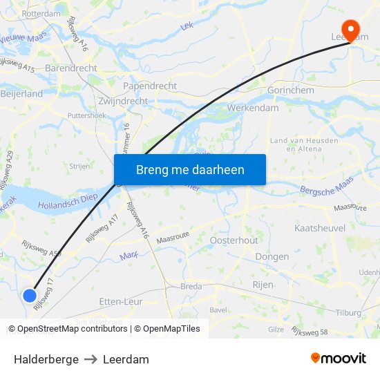 Halderberge to Leerdam map