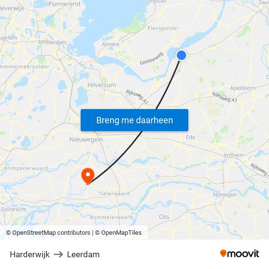 Harderwijk to Leerdam map