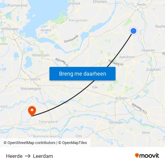 Heerde to Leerdam map