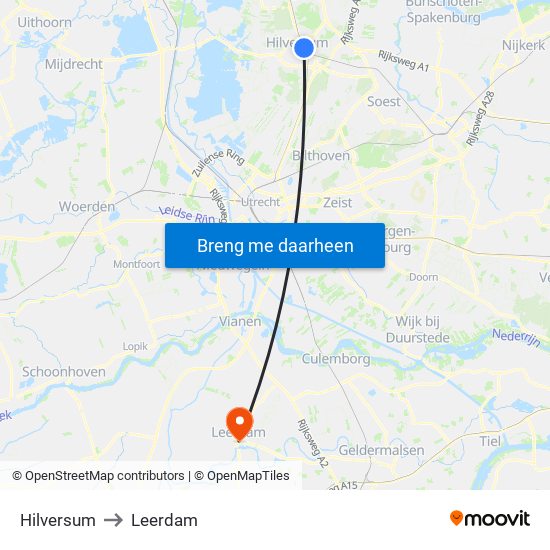 Hilversum to Leerdam map