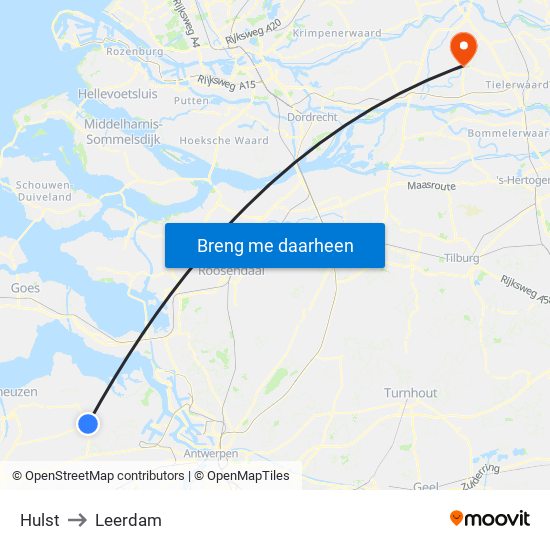 Hulst to Leerdam map