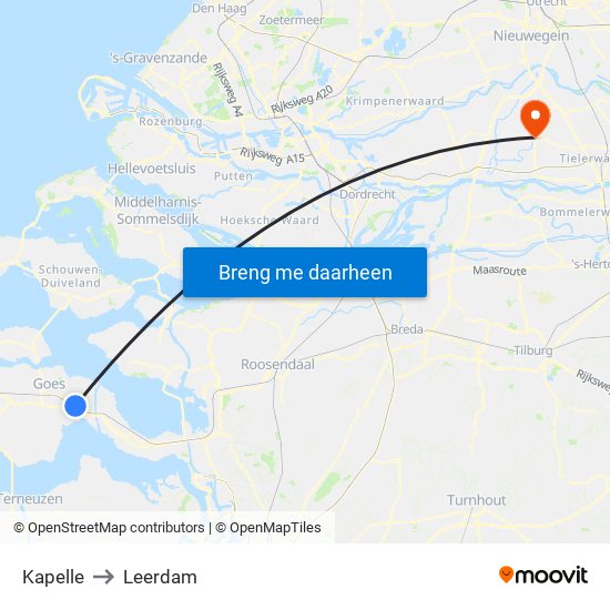 Kapelle to Leerdam map