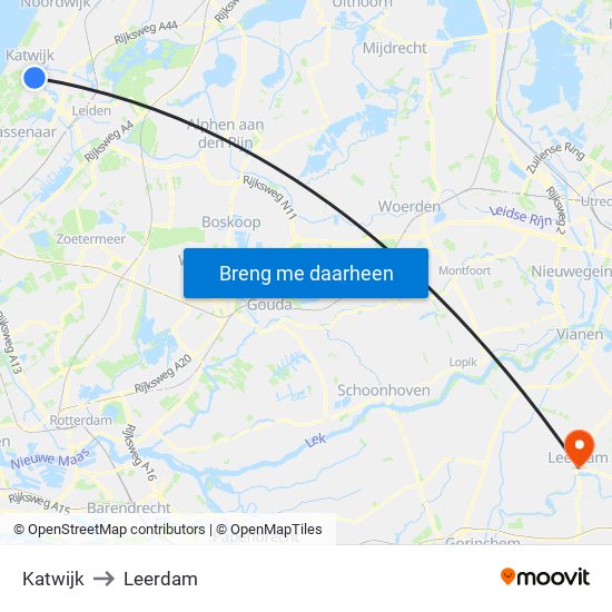 Katwijk to Leerdam map