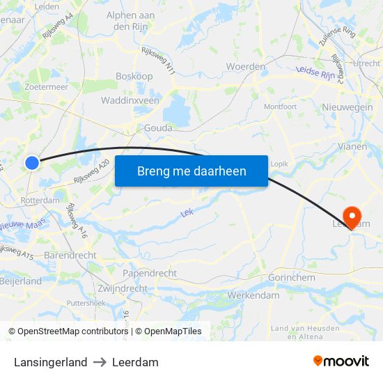 Lansingerland to Leerdam map