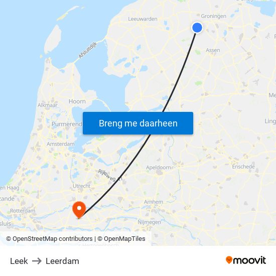 Leek to Leerdam map