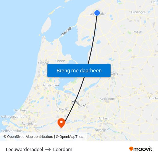 Leeuwarderadeel to Leerdam map