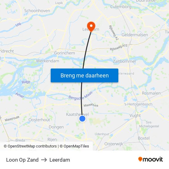 Loon Op Zand to Leerdam map