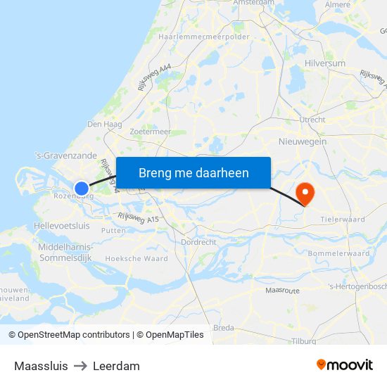 Maassluis to Leerdam map