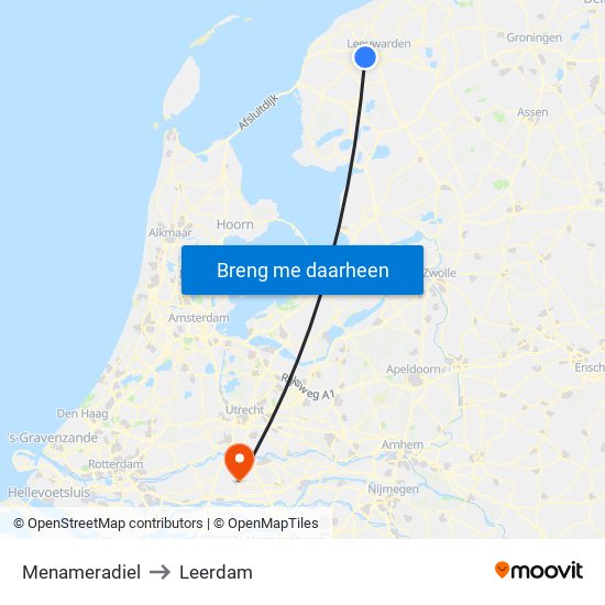 Menameradiel to Leerdam map
