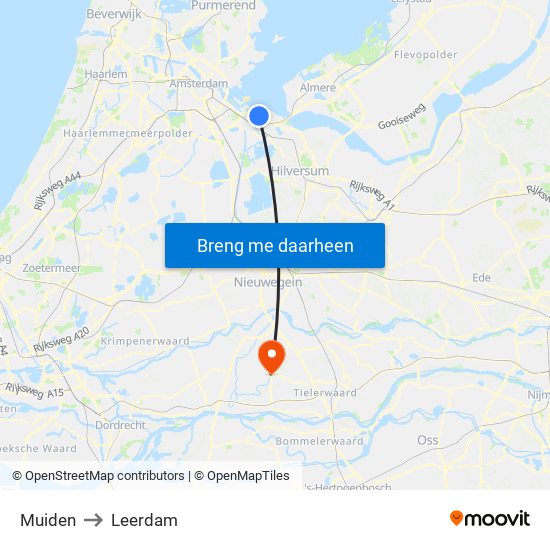 Muiden to Leerdam map