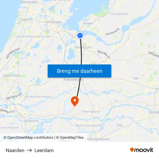 Naarden to Leerdam map